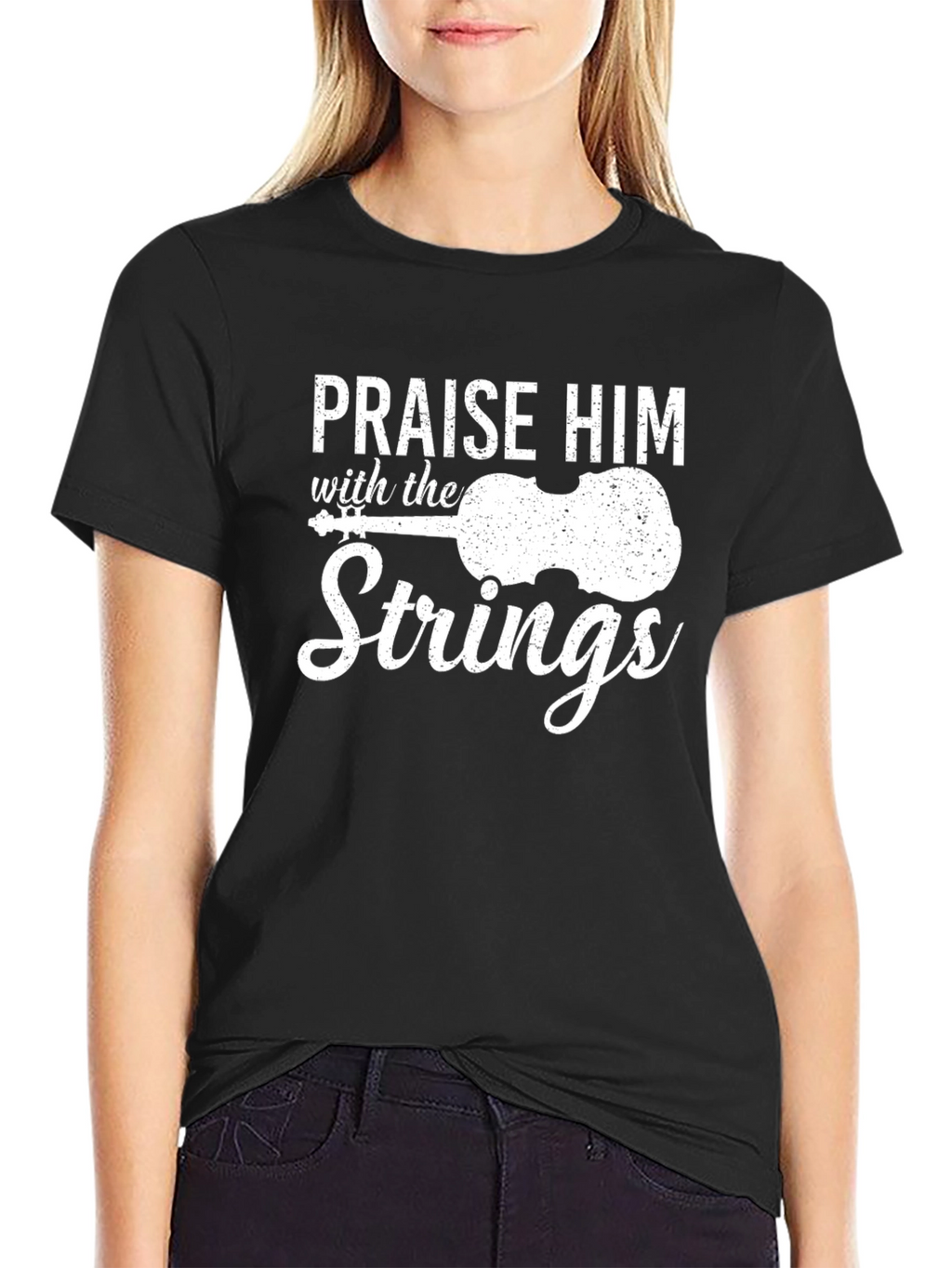 Praise Him With Strings - Black T-Shirt