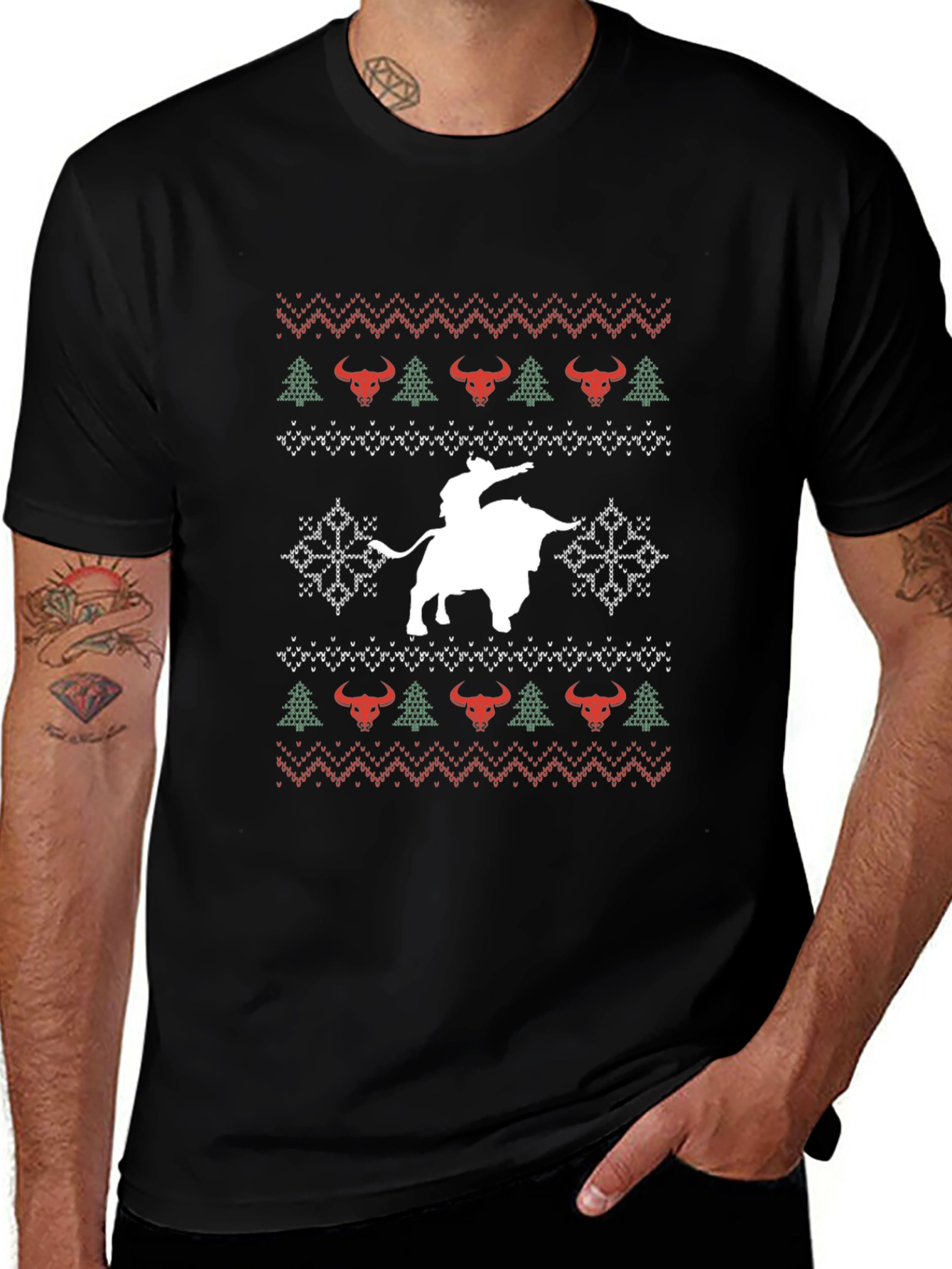 Christmas Bull Riding T-Shirt