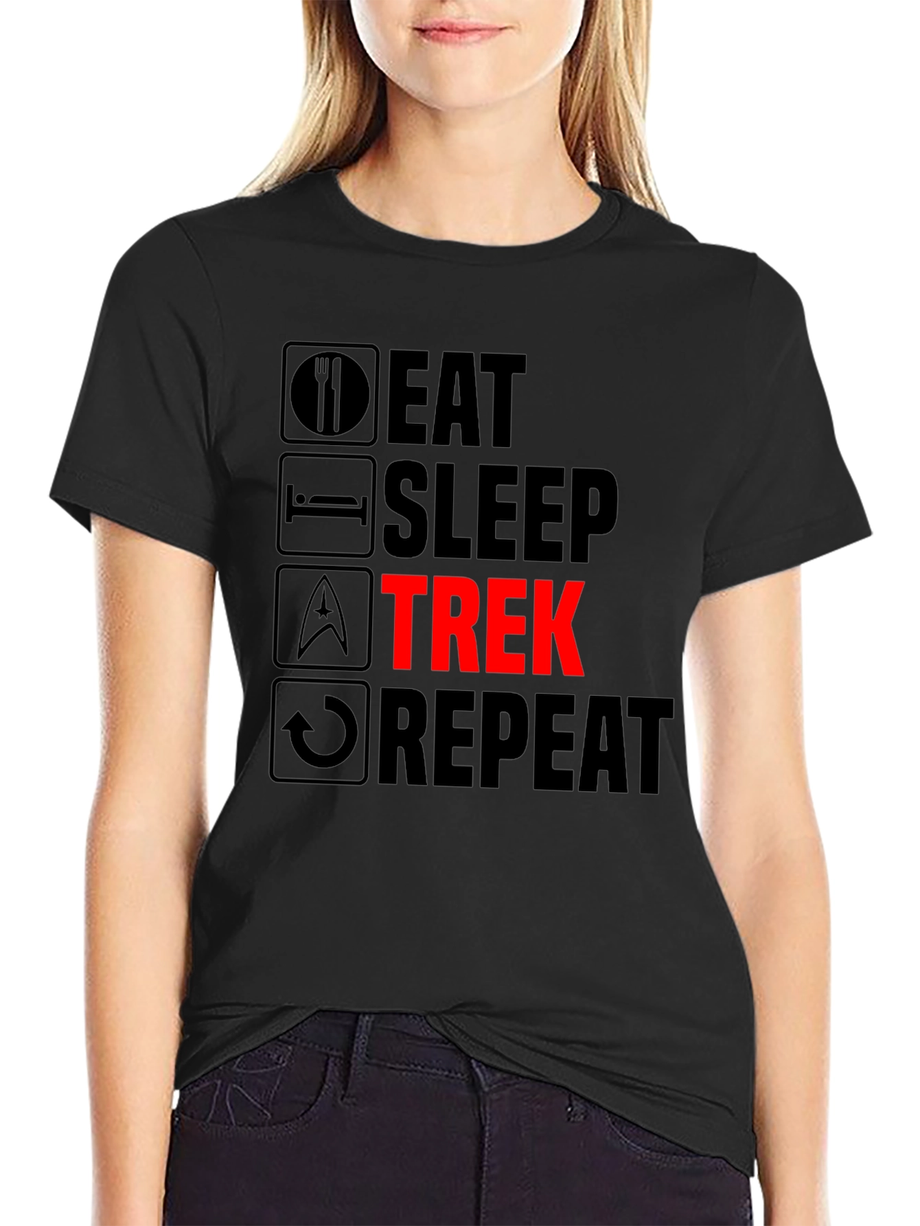 Eat Sleep Trek Repeat Black T-Shirt