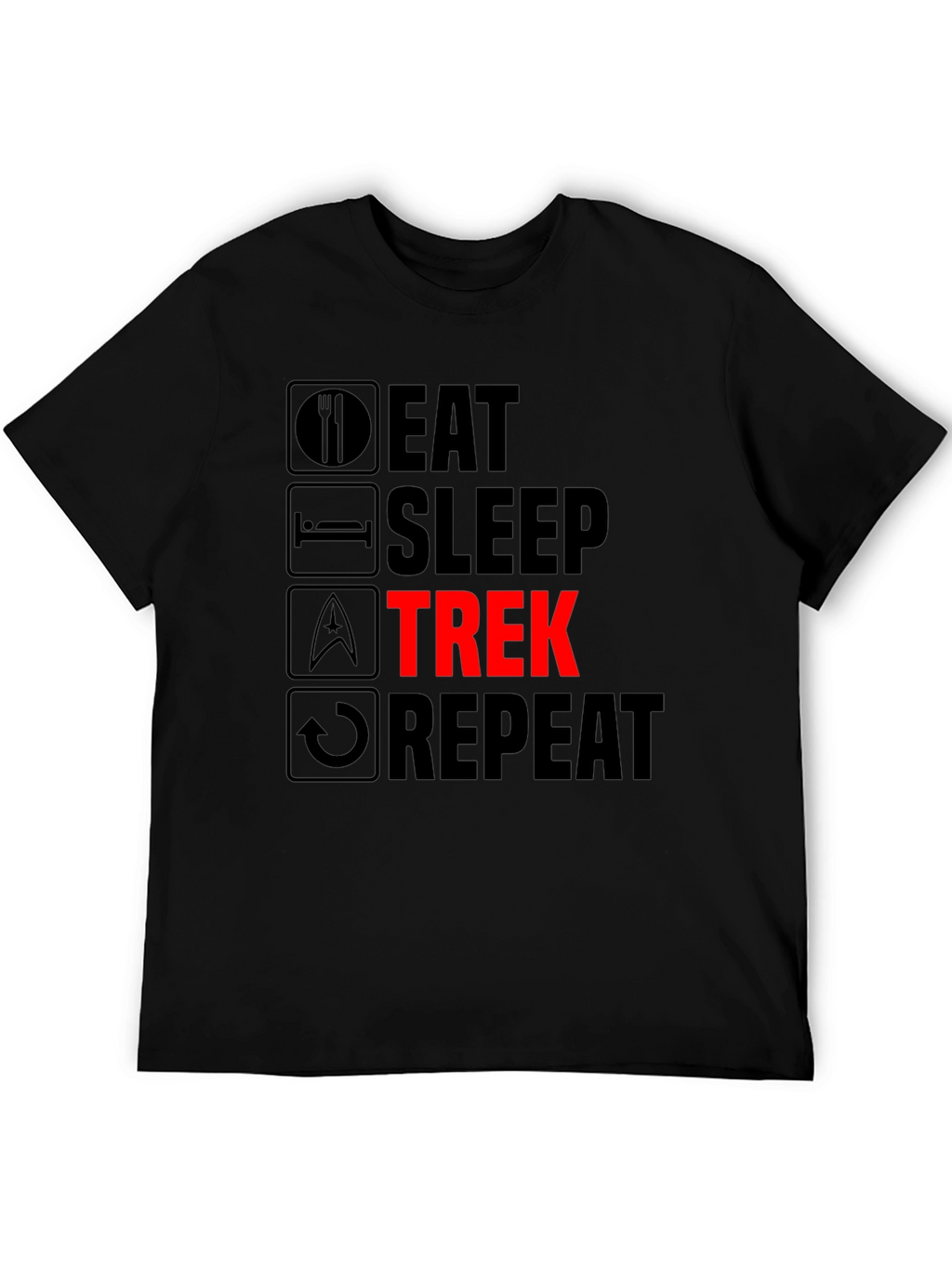 Eat Sleep Trek Repeat Black T-Shirt
