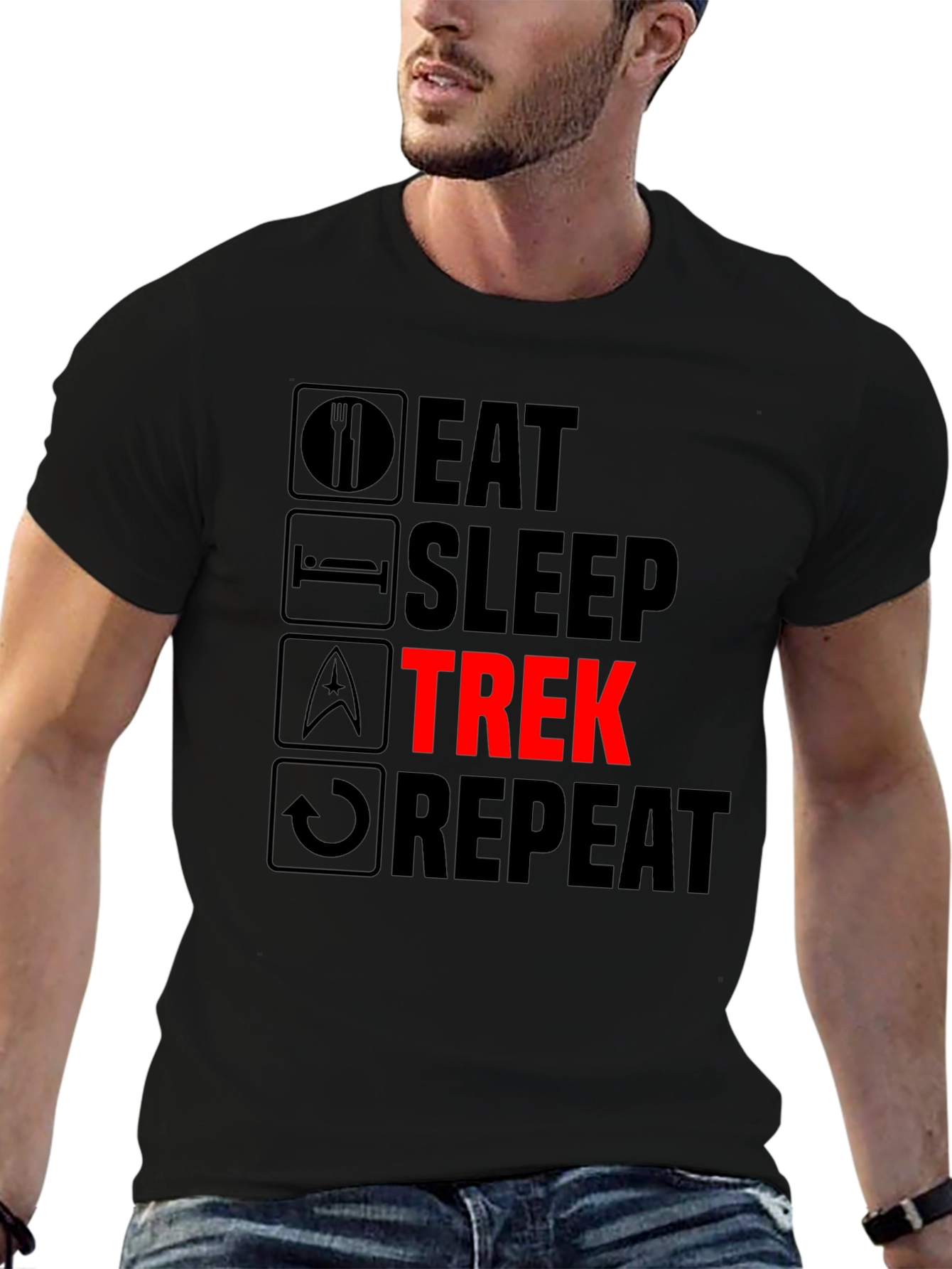 Eat Sleep Trek Repeat Black T-Shirt
