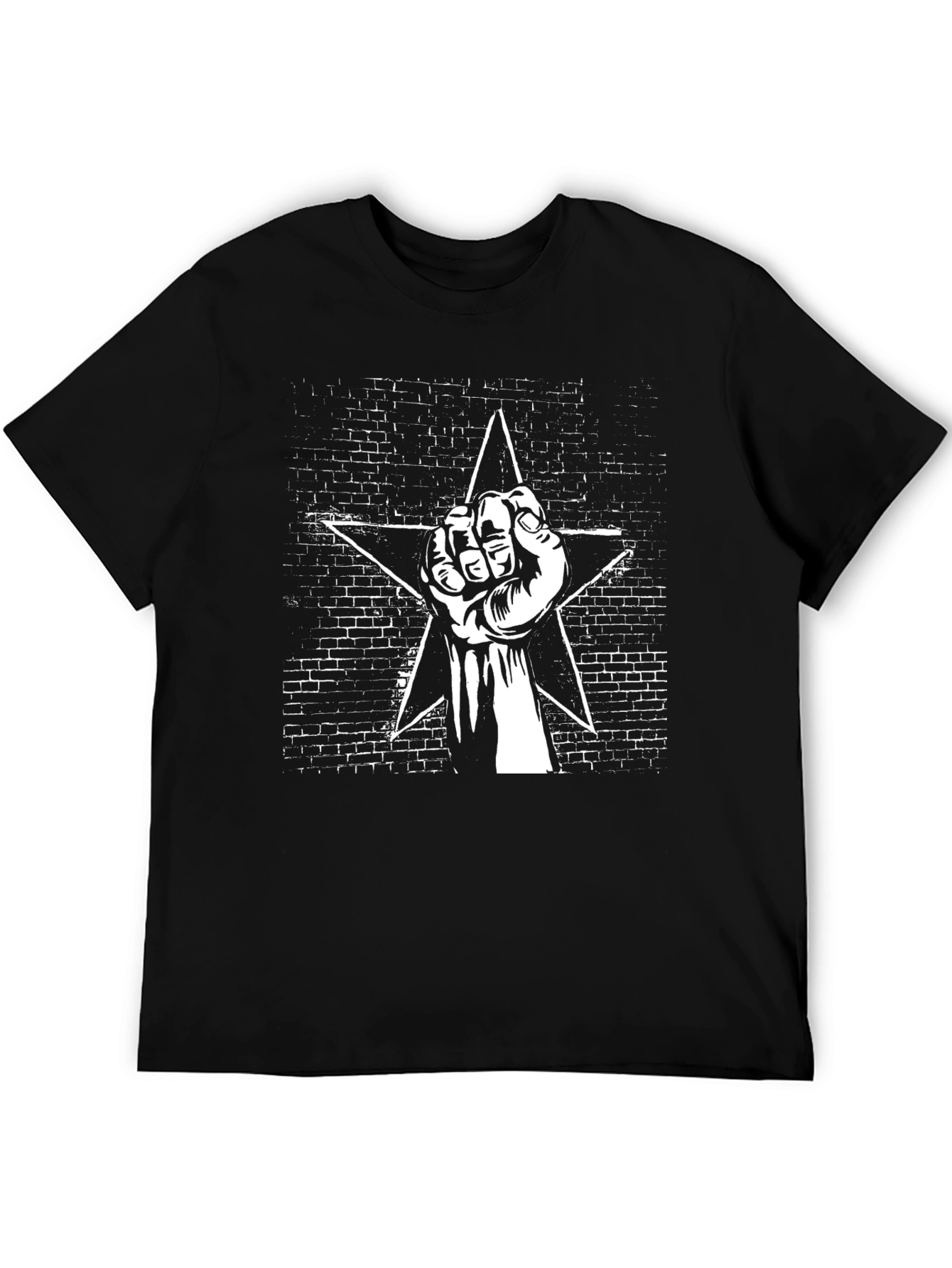 Black Graphic Tee - Fist & Star Design
