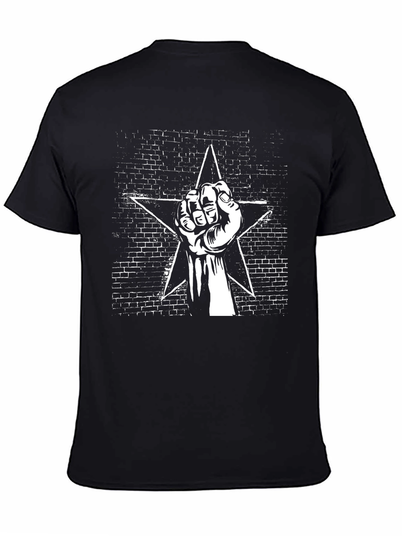Black Graphic Tee - Fist & Star Design