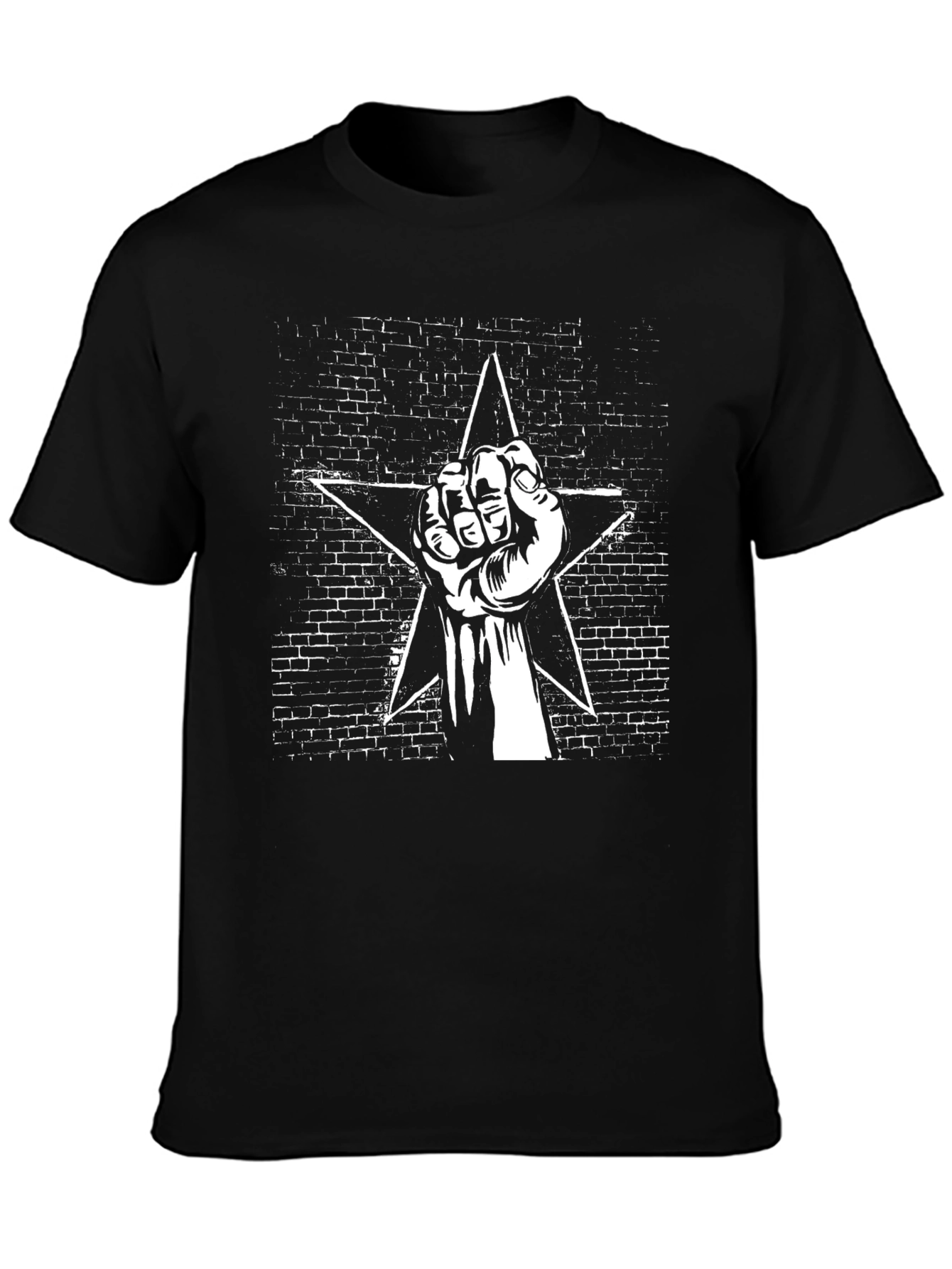 Black Graphic Tee - Fist & Star Design