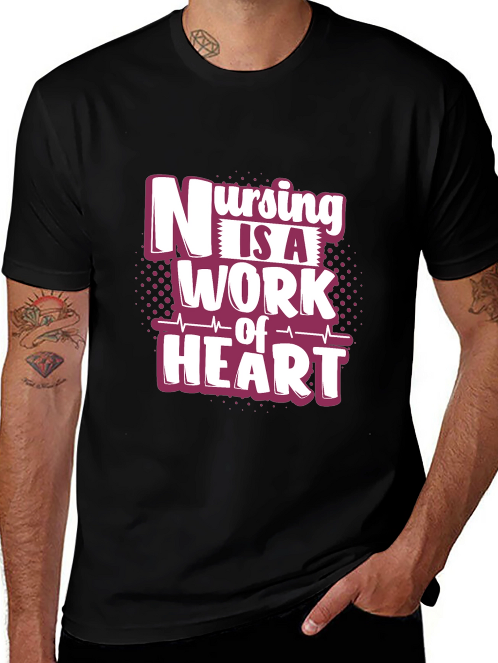 Nursing is a Work of Heart Graphic T-Shirt