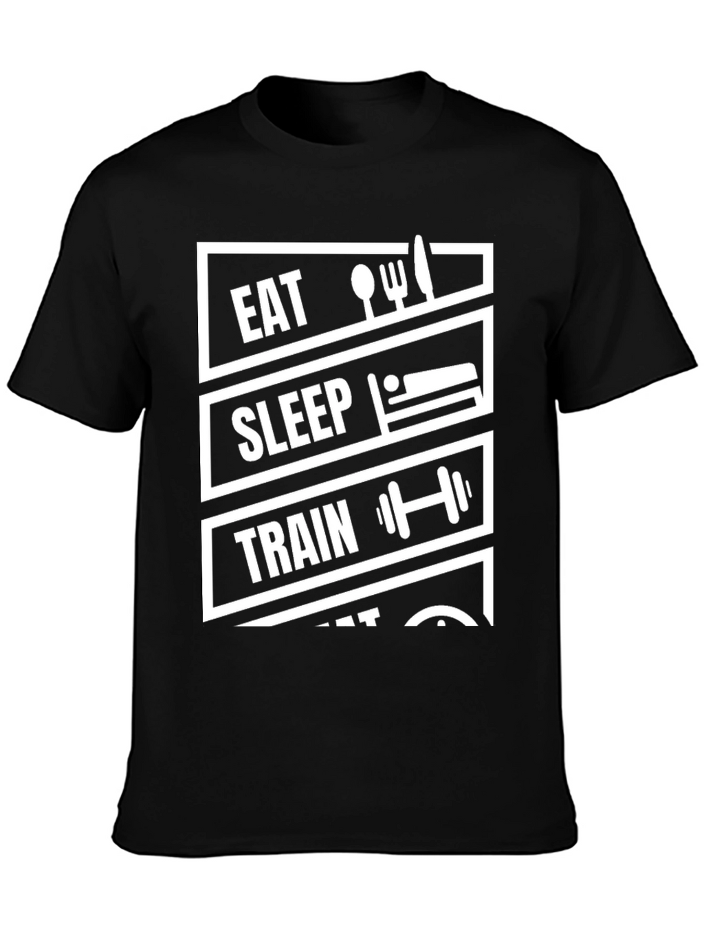 Eat Sleep Train Repeat Black Graphic T-Shirt