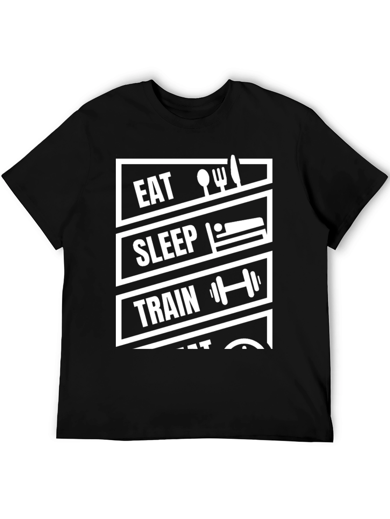 Eat Sleep Train Repeat Black Graphic T-Shirt
