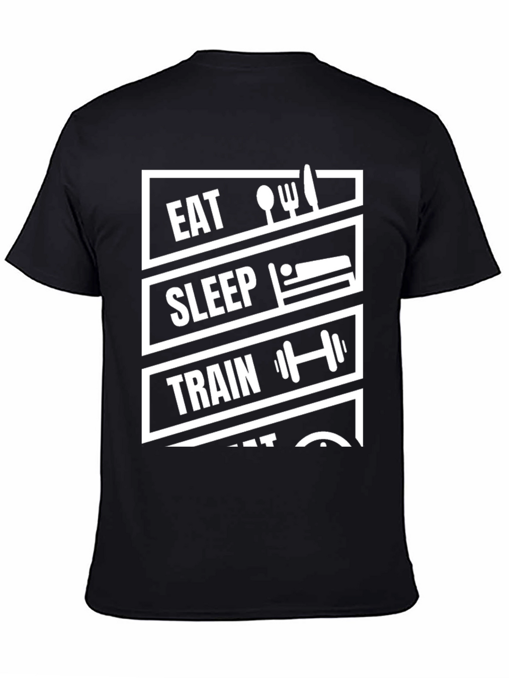 Eat Sleep Train Repeat Black Graphic T-Shirt
