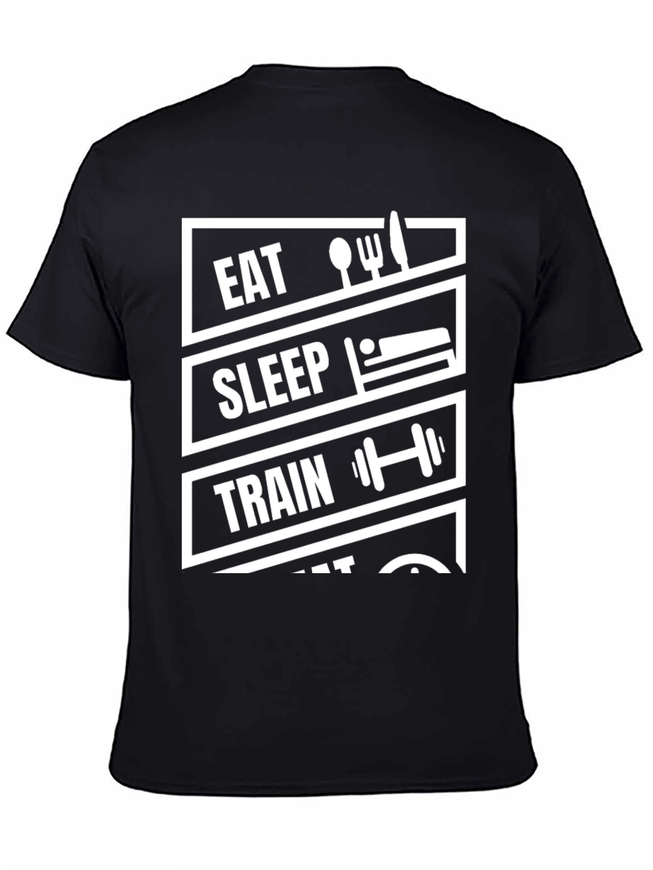 Eat Sleep Train Repeat Black Graphic T-Shirt
