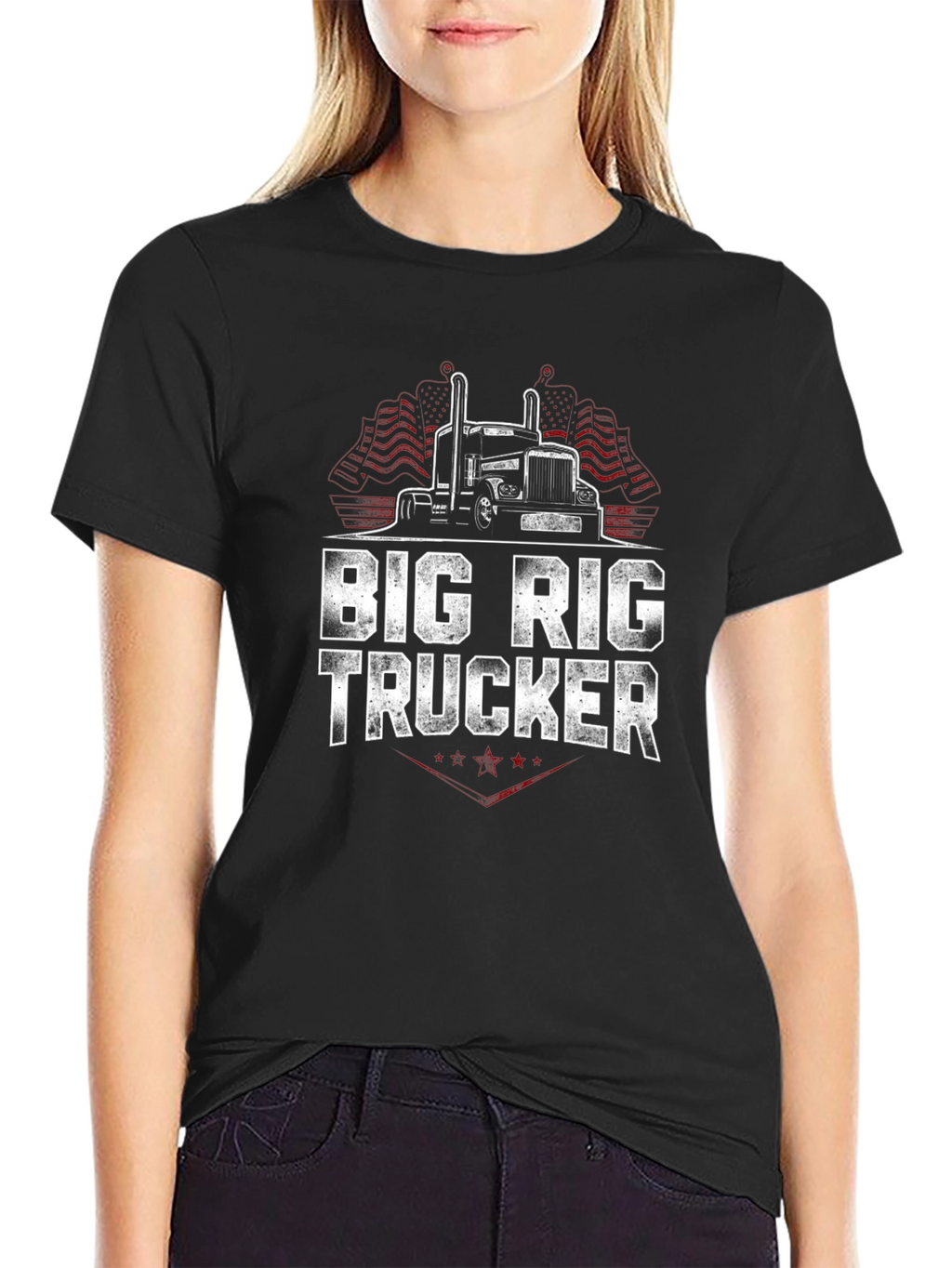 Big Rig Trucker Graphic T-Shirt - Black