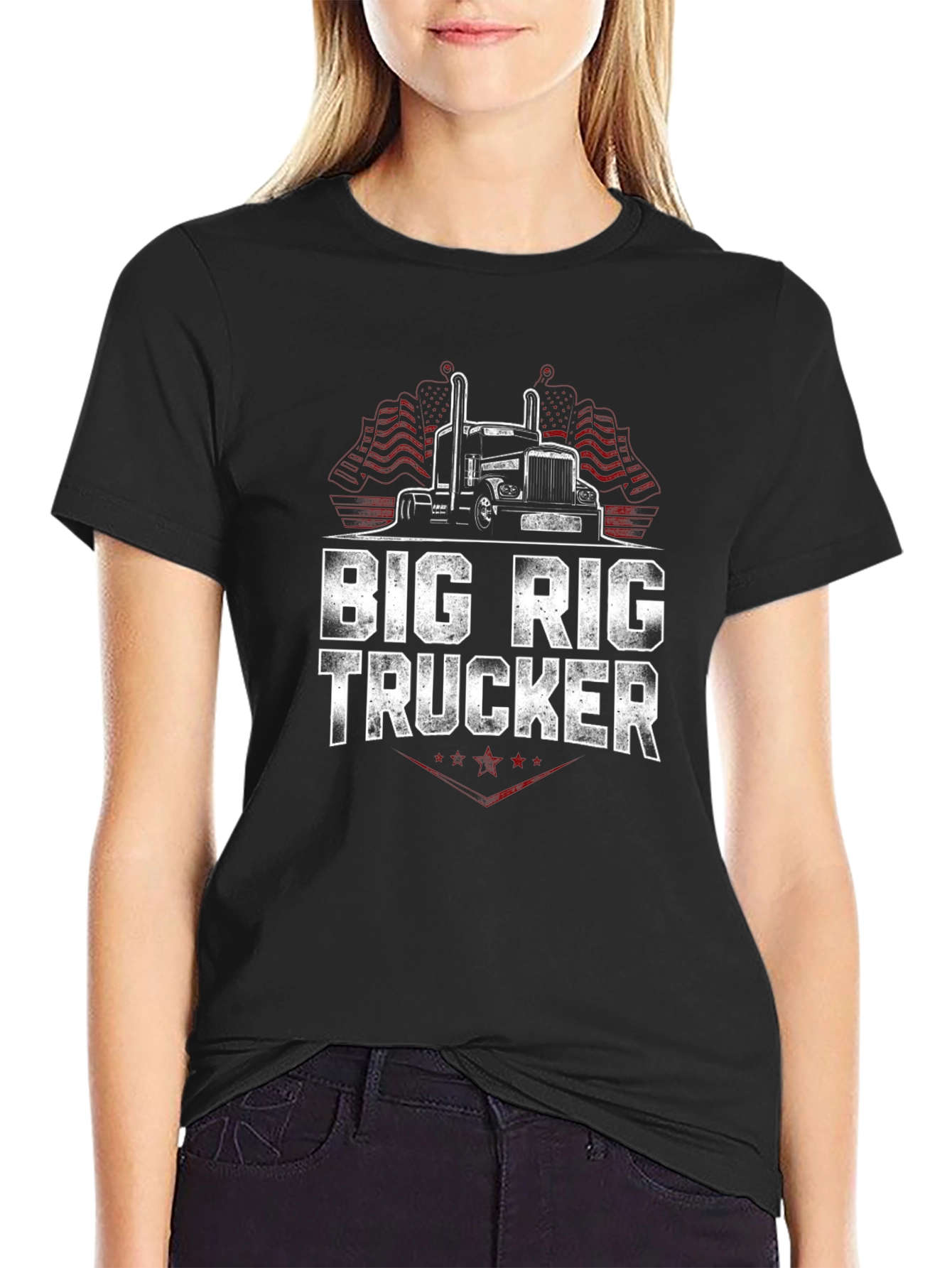 Big Rig Trucker Graphic T-Shirt - Black