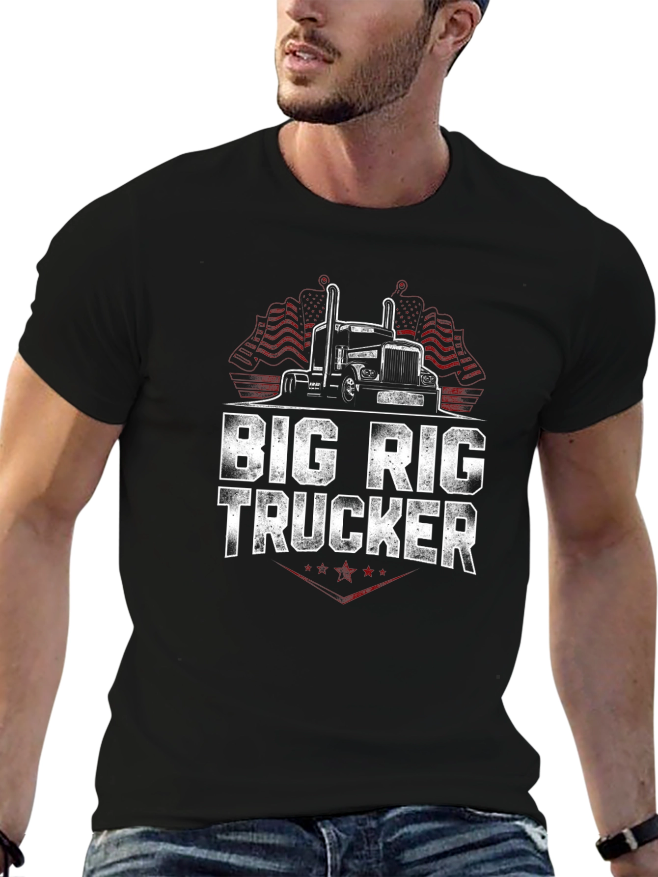 Big Rig Trucker Graphic T-Shirt - Black