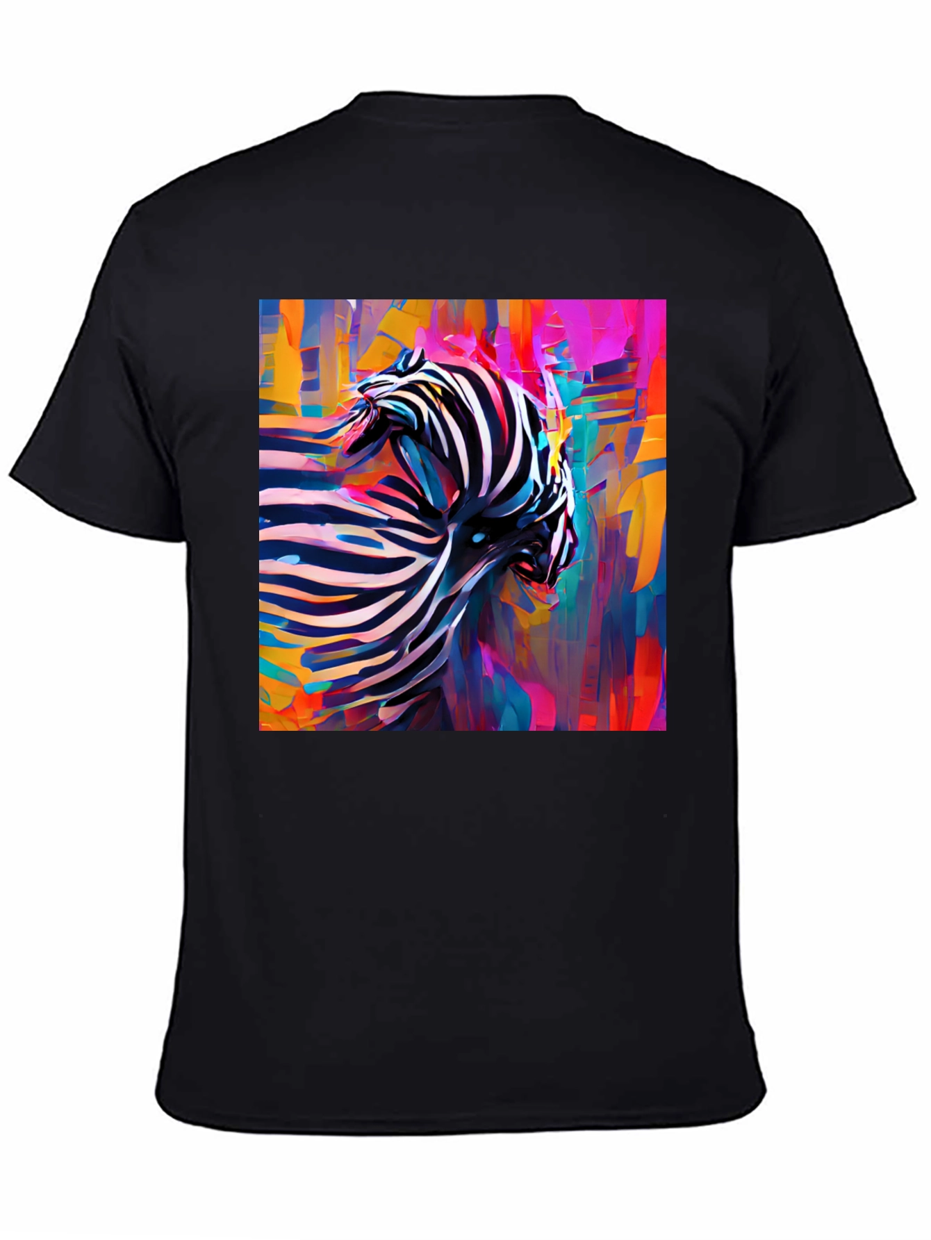 Abstract Zebra Graphic Tee - Stylish Black T-Shirt