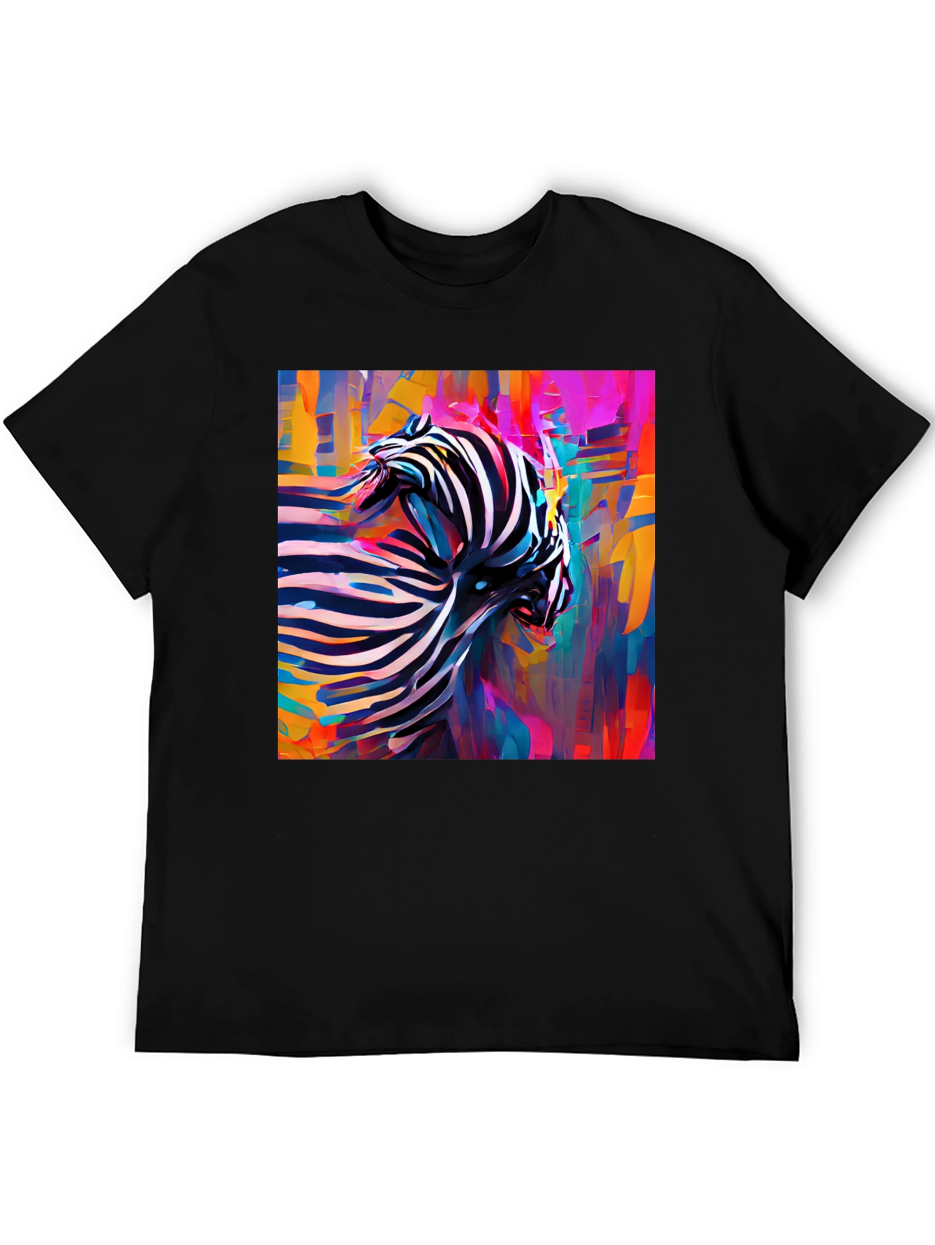 Abstract Zebra Graphic Tee - Stylish Black T-Shirt