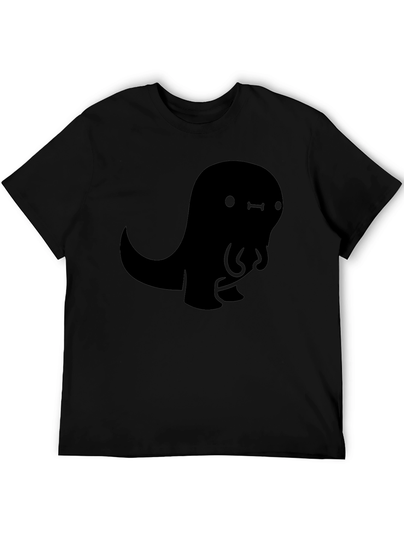 Cute Black Cartoon Dinosaur Graphic Tee Shirt