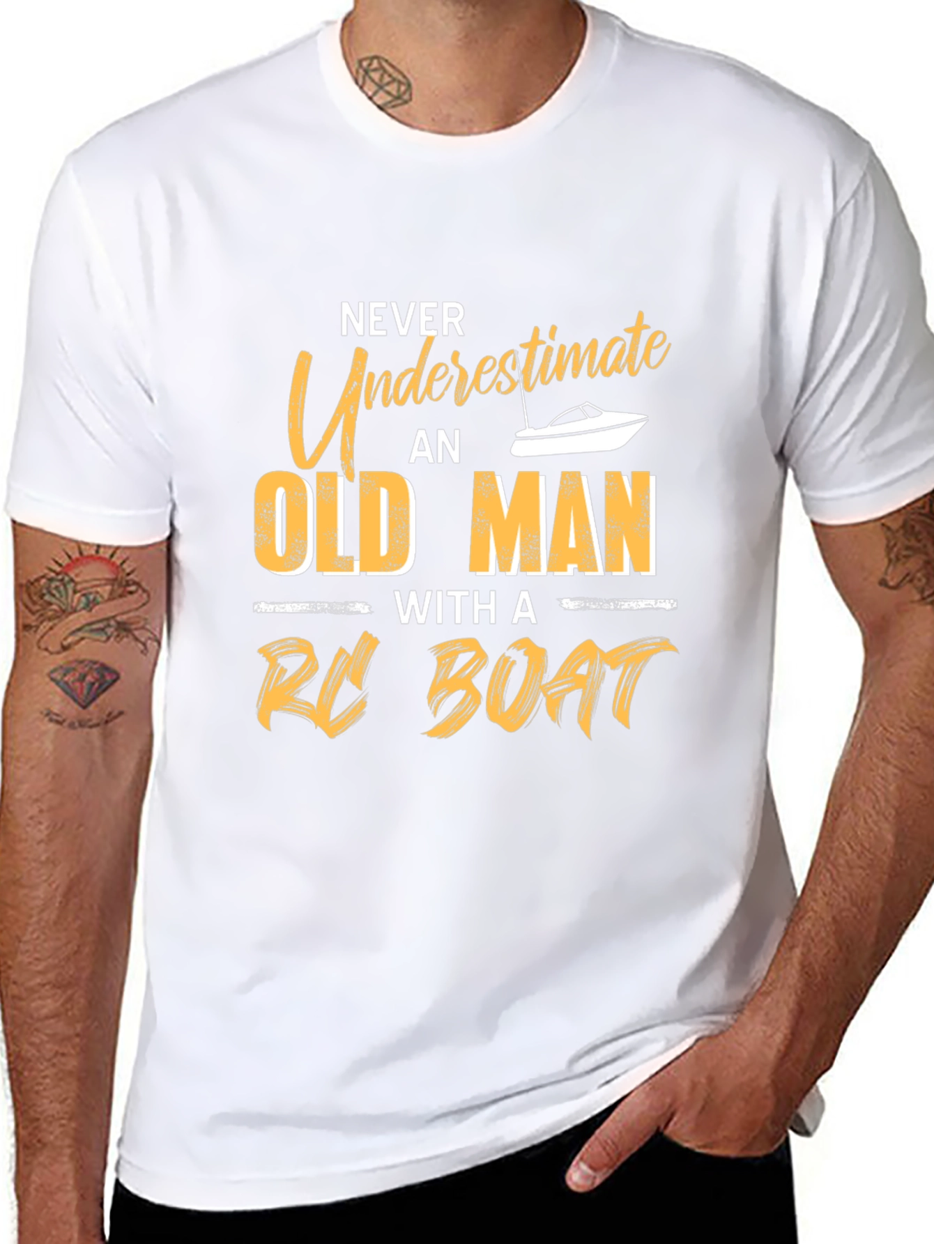 Never Underestimate Old Man with RC Boat T-Shirt