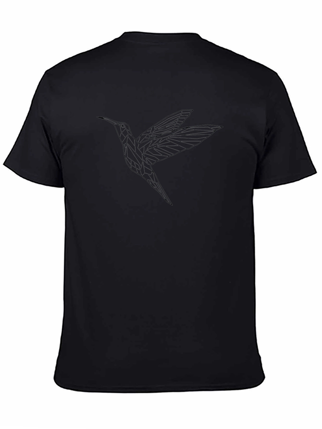 Geometric Hummingbird Graphic Tee - Black