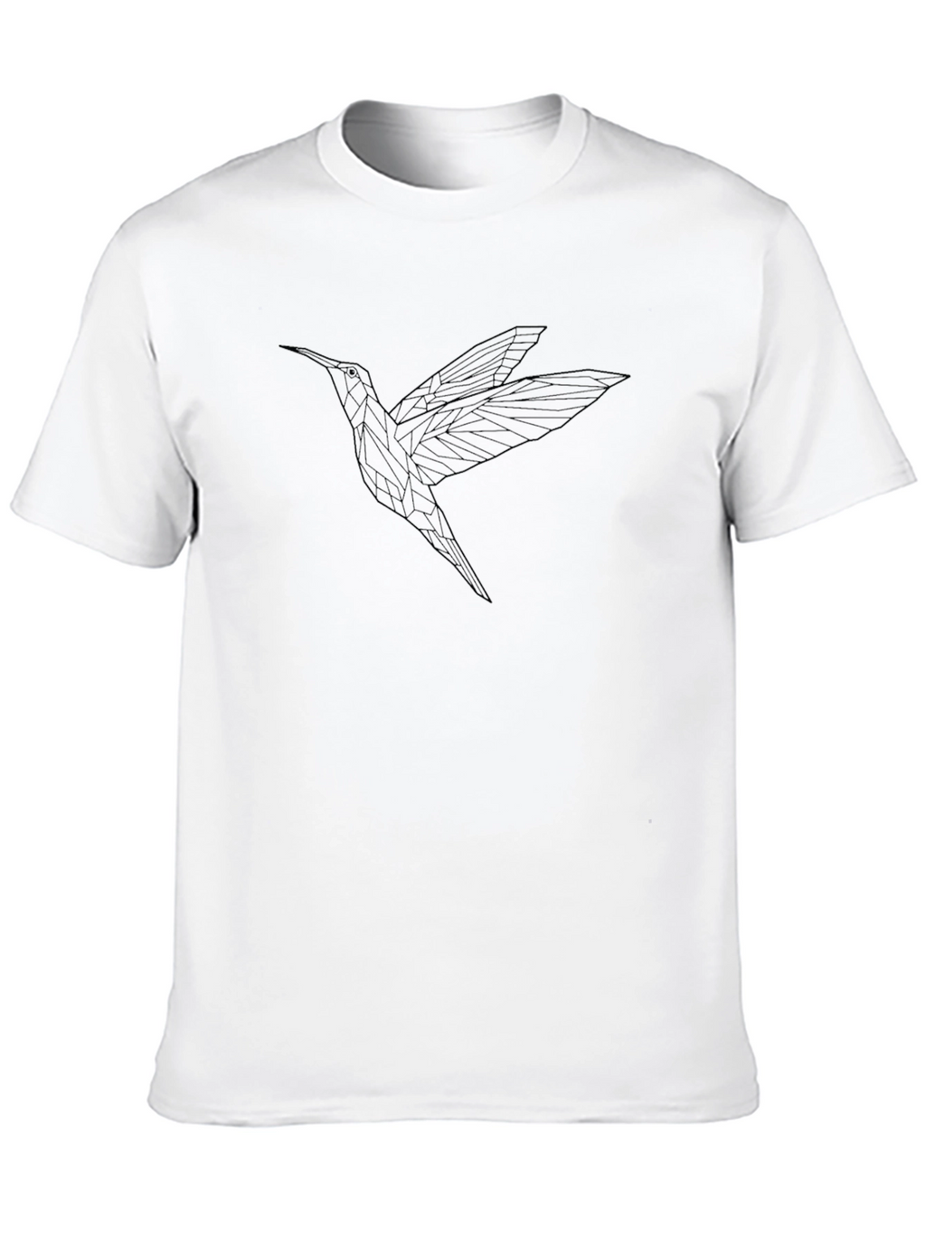 Geometric Hummingbird Graphic Tee - Black
