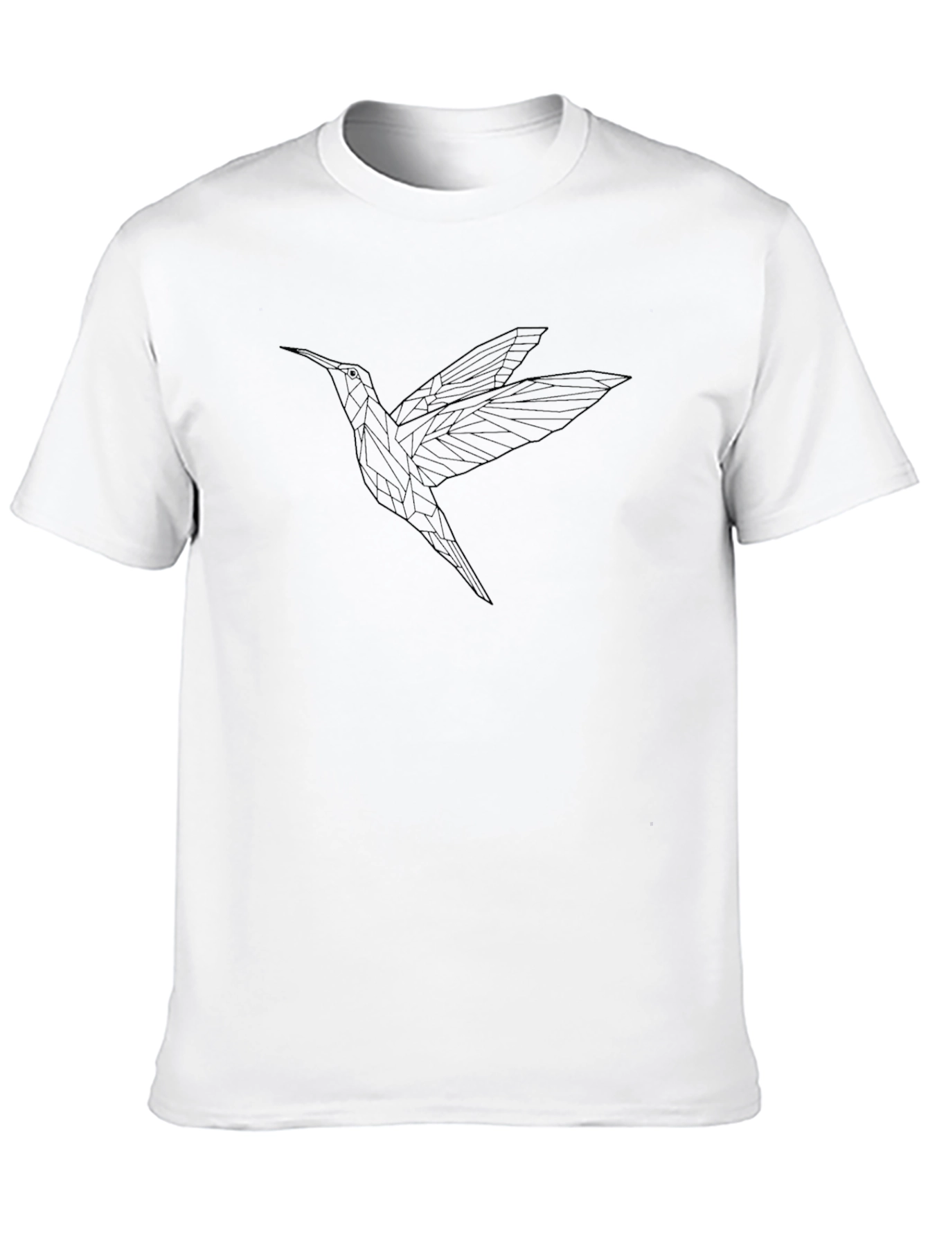 Geometric Hummingbird Graphic Tee - Black