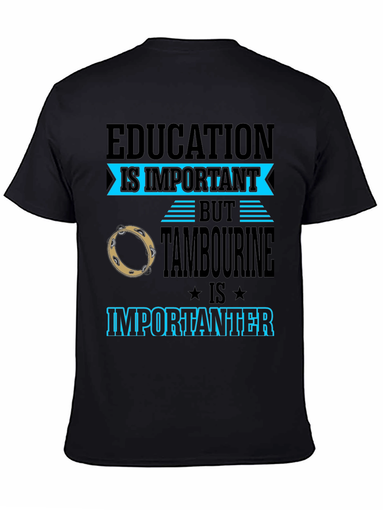 Education vs Tambourine Black Graphic Tee