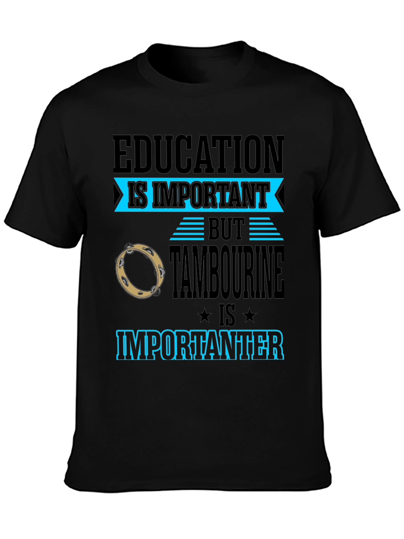 Education vs Tambourine Black Graphic Tee