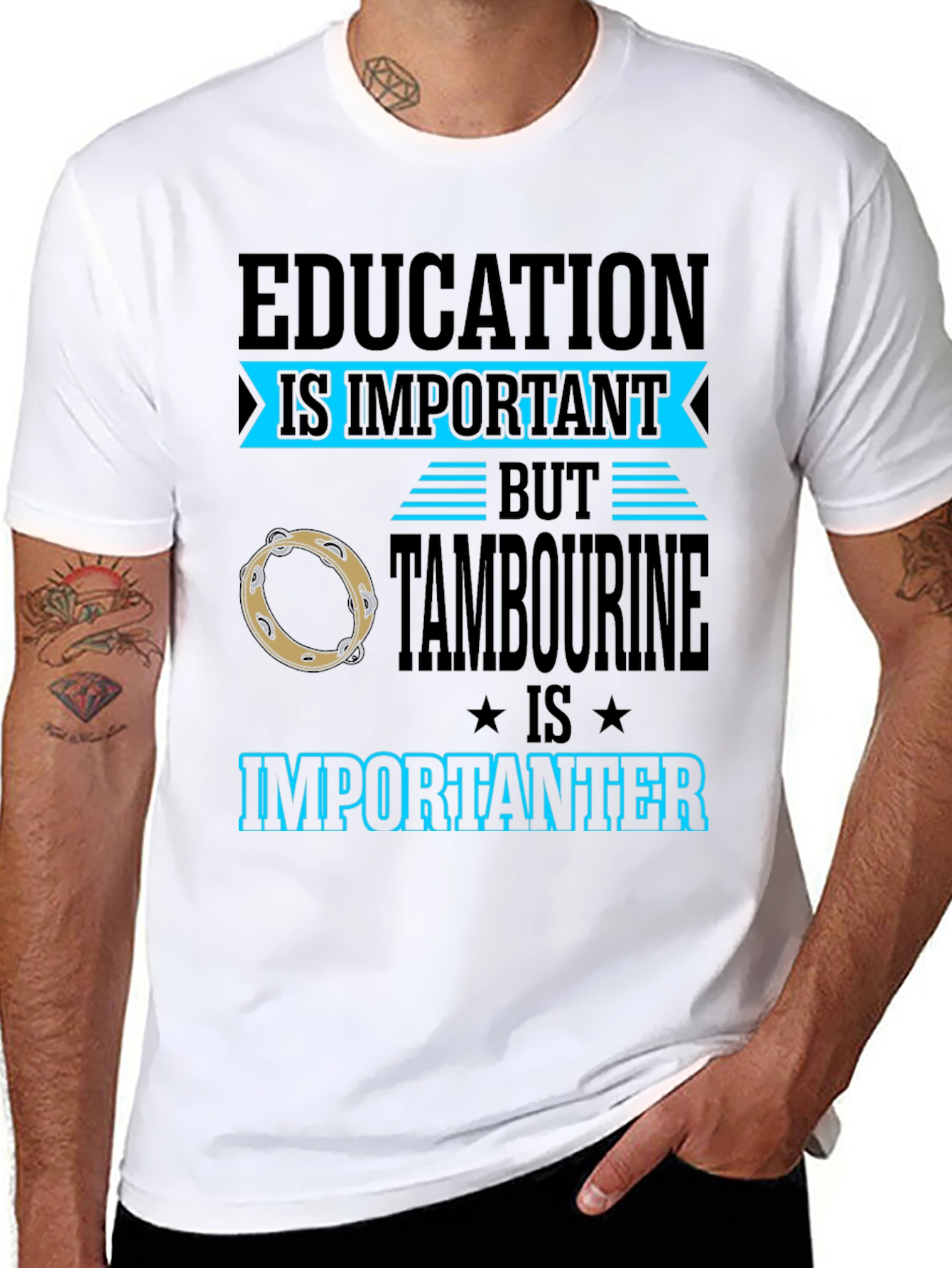 Education vs Tambourine Black Graphic Tee