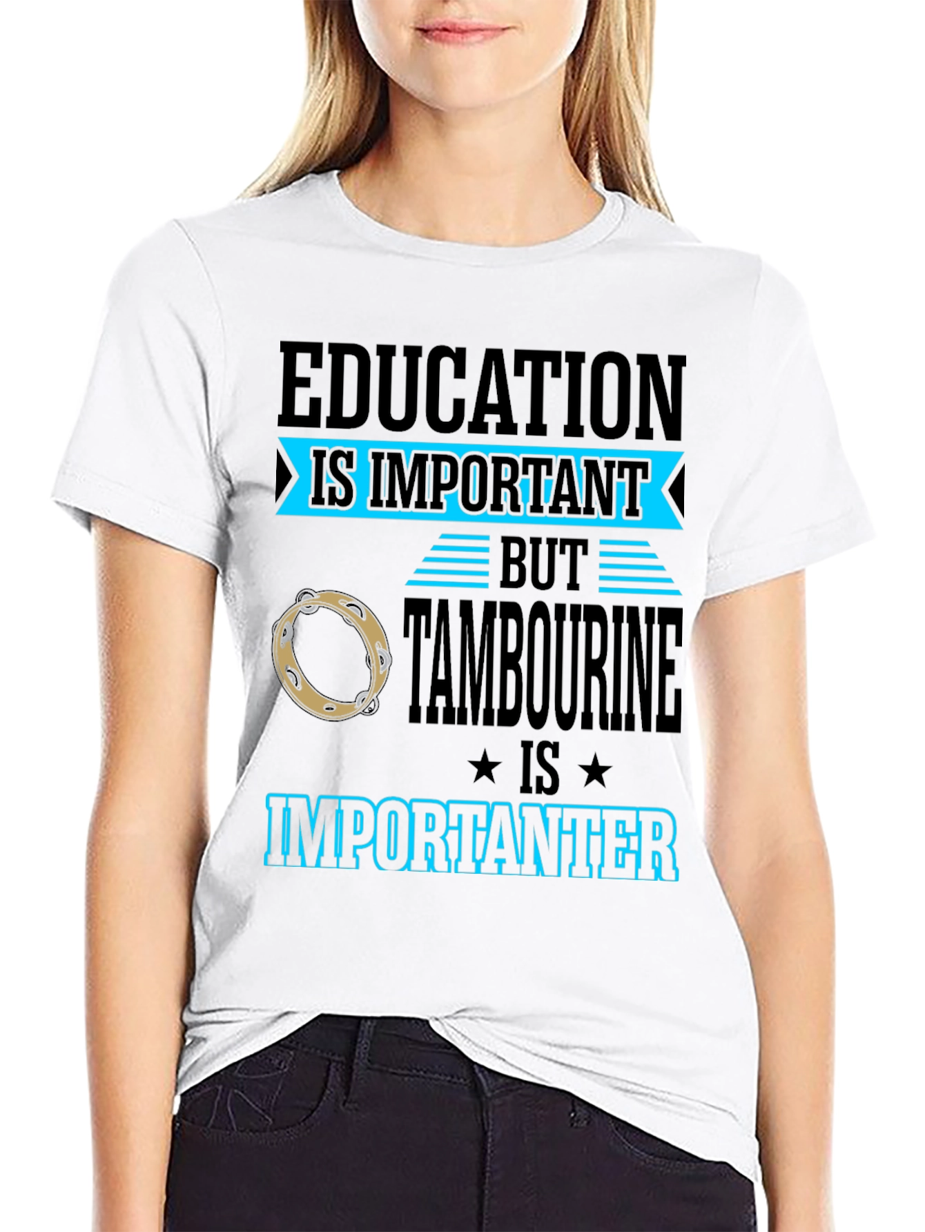 Education vs Tambourine Black Graphic Tee