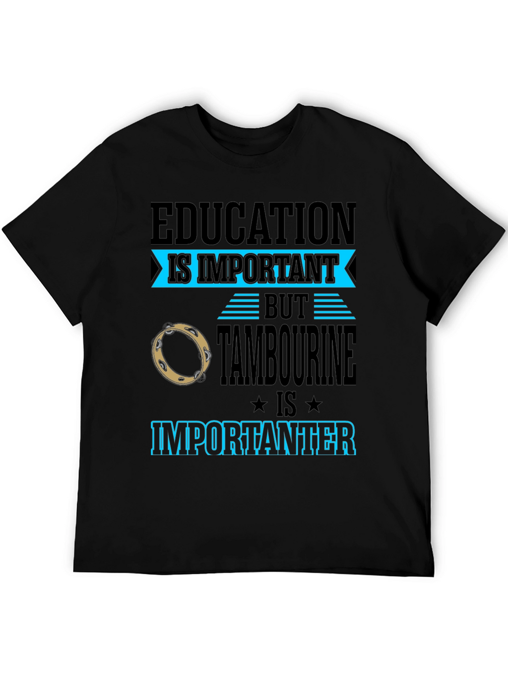 Education vs Tambourine Black Graphic Tee