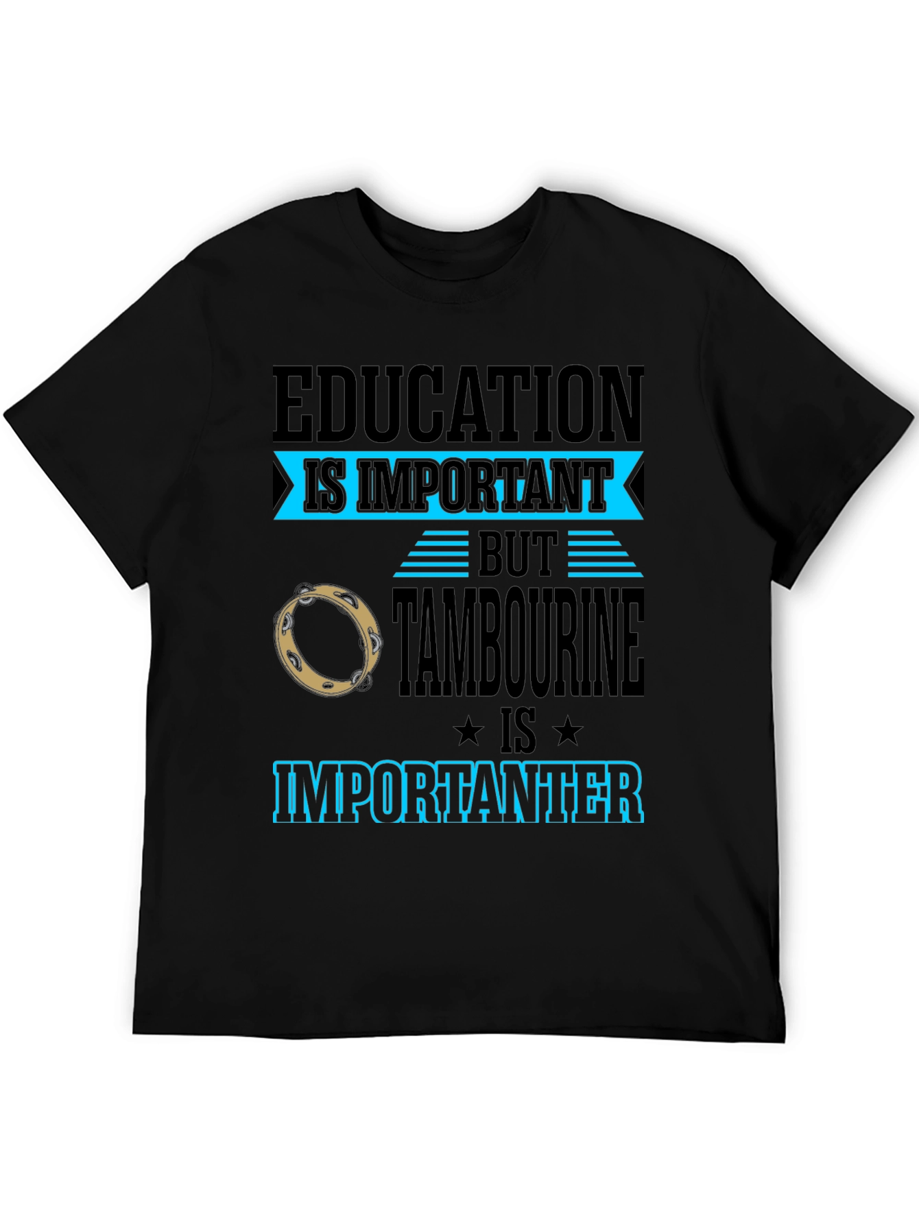 Education vs Tambourine Black Graphic Tee