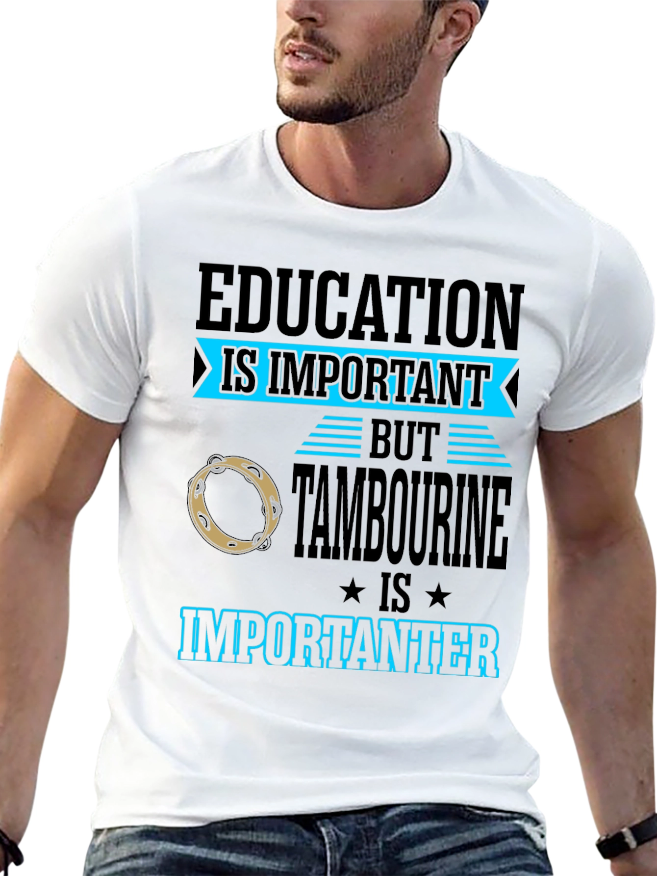 Education vs Tambourine Black Graphic Tee