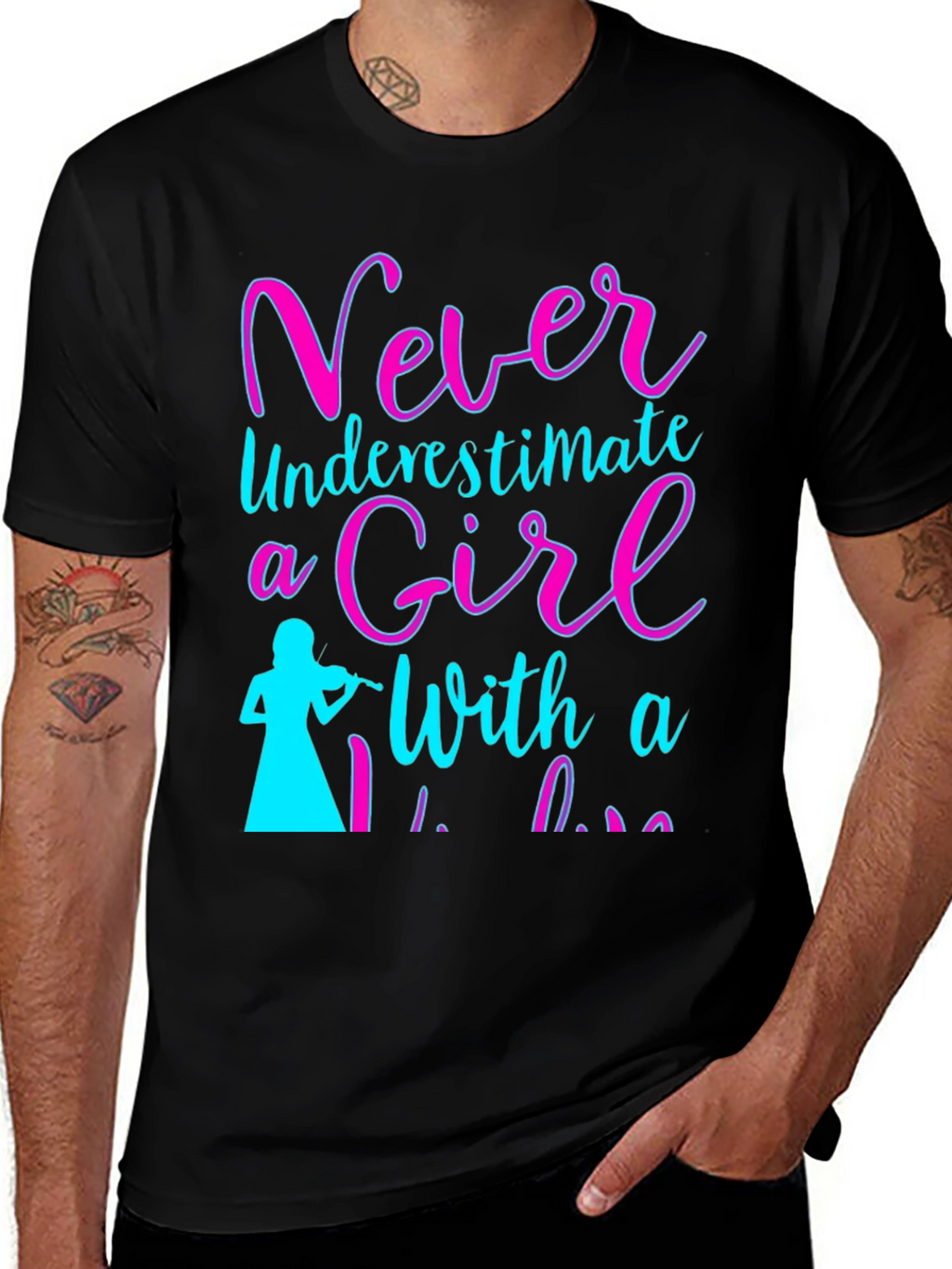 Never Underestimate a Girl with a Violin T-Shirt