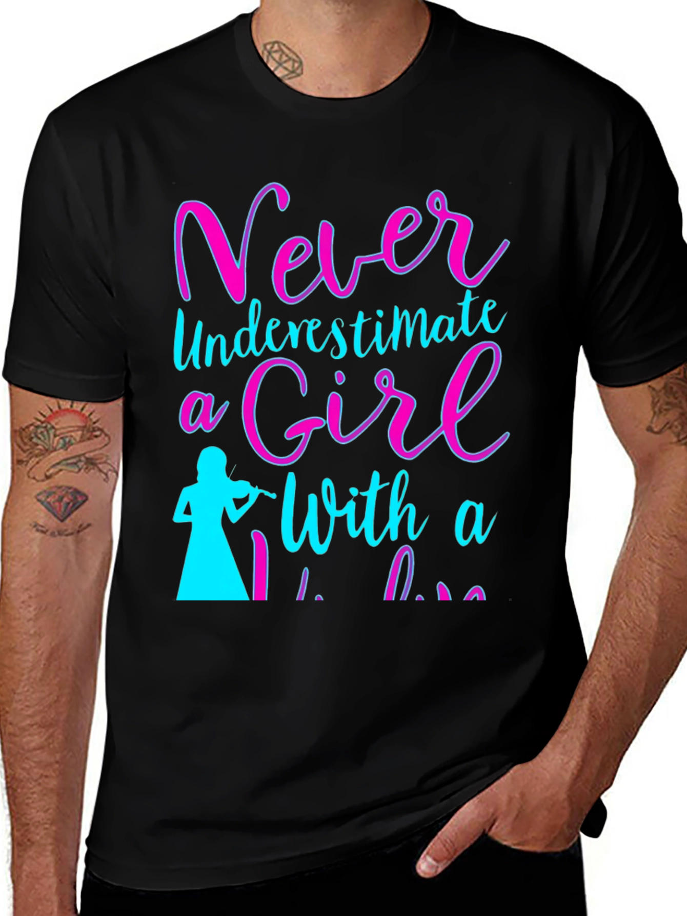 Never Underestimate a Girl with a Violin T-Shirt
