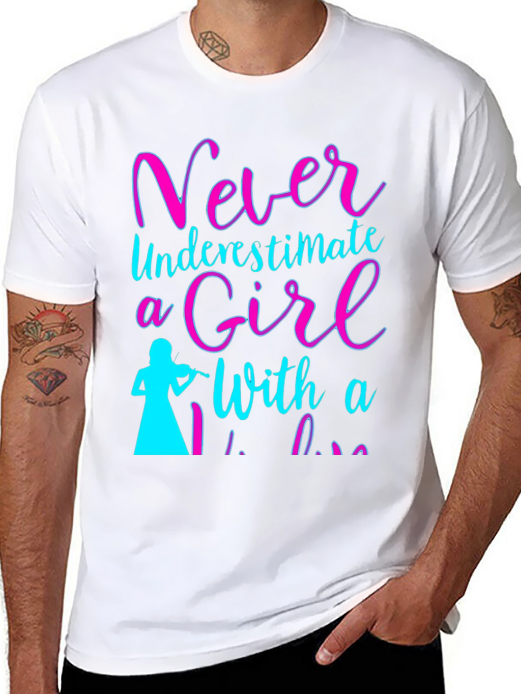 Never Underestimate a Girl with a Violin T-Shirt
