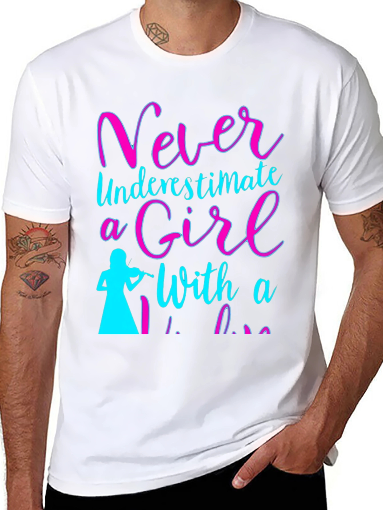 Never Underestimate a Girl with a Violin T-Shirt