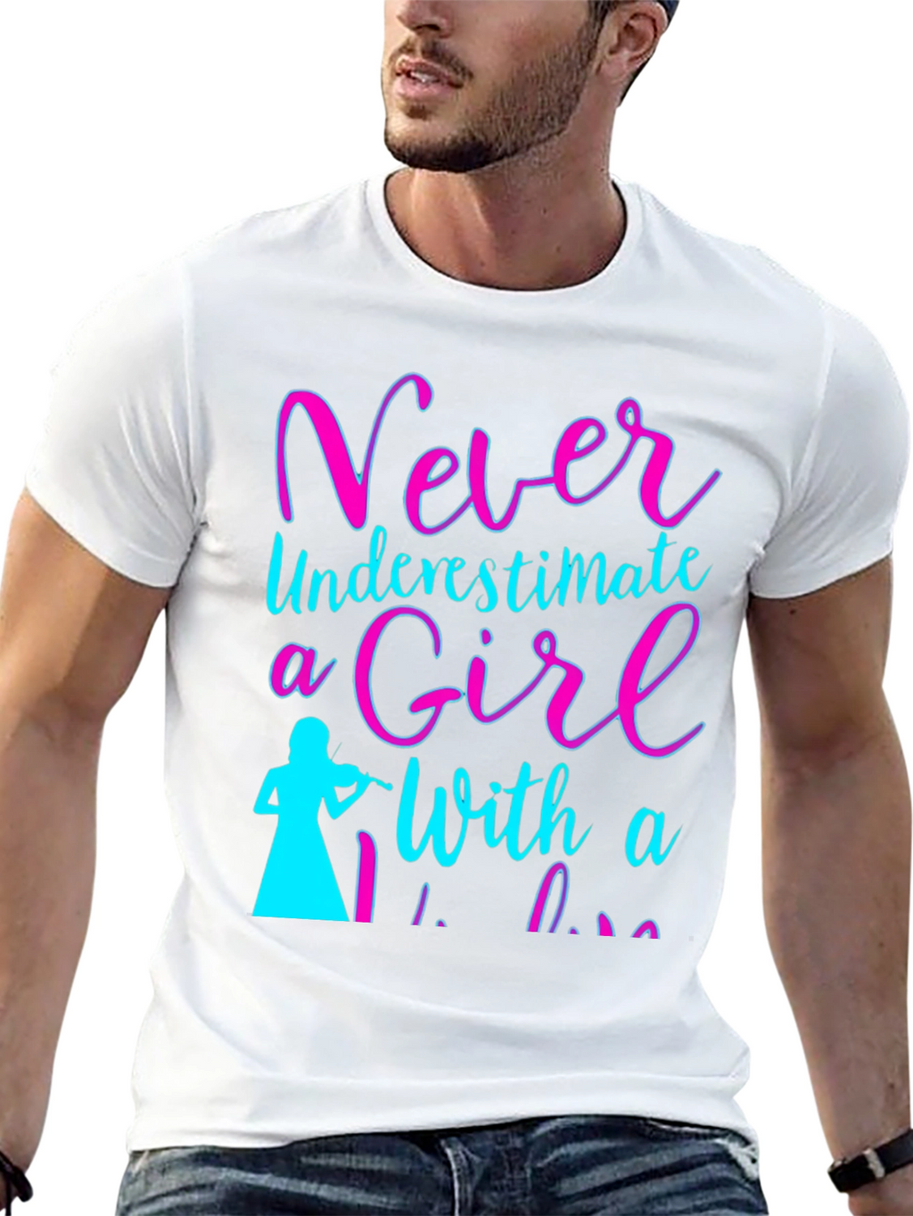 Never Underestimate a Girl with a Violin T-Shirt