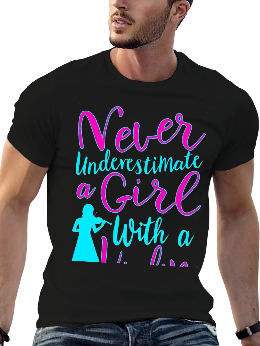Never Underestimate a Girl with a Violin T-Shirt