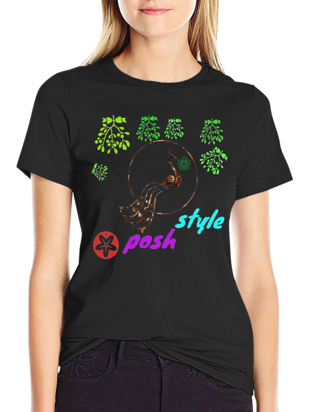 Stylish Black Graphic Tee - Posh Style