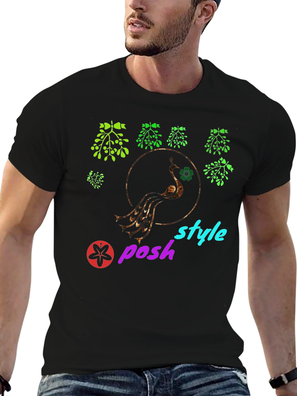 Stylish Black Graphic Tee - Posh Style