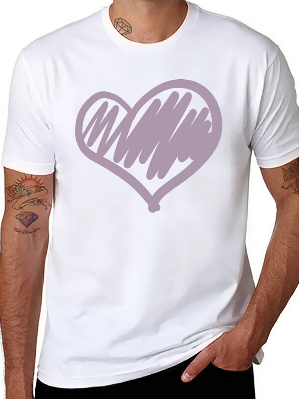 Heart Scribble Graphic Tee - Casual Black T-Shirt