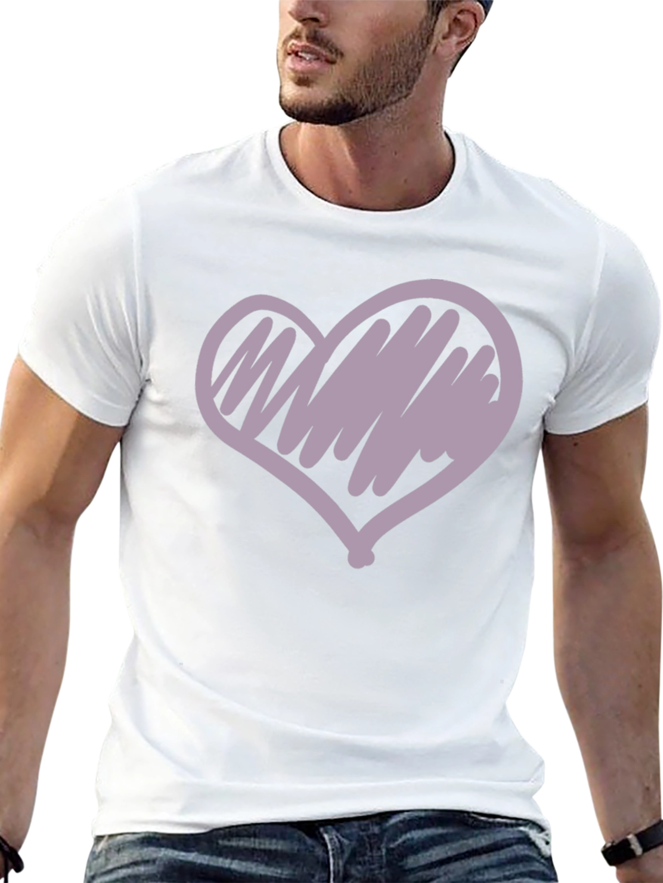 Heart Scribble Graphic Tee - Casual Black T-Shirt