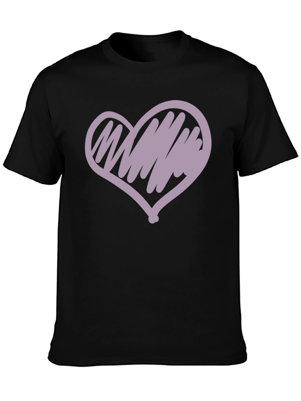 Heart Scribble Graphic Tee - Casual Black T-Shirt