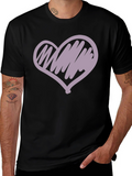 Heart Scribble Graphic Tee - Casual Black T-Shirt