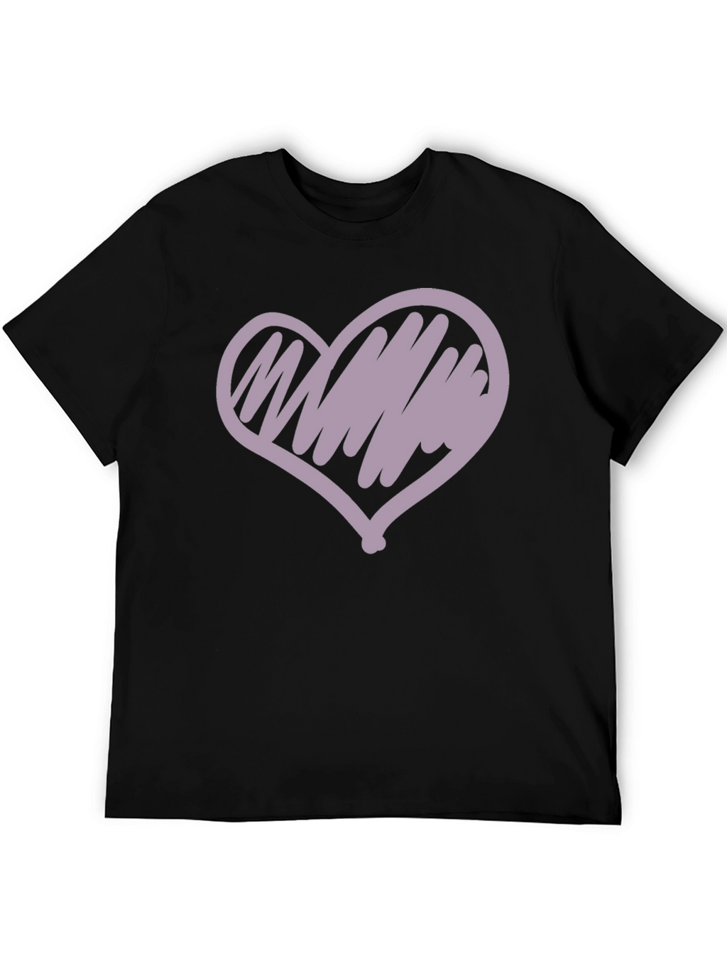 Heart Scribble Graphic Tee - Casual Black T-Shirt