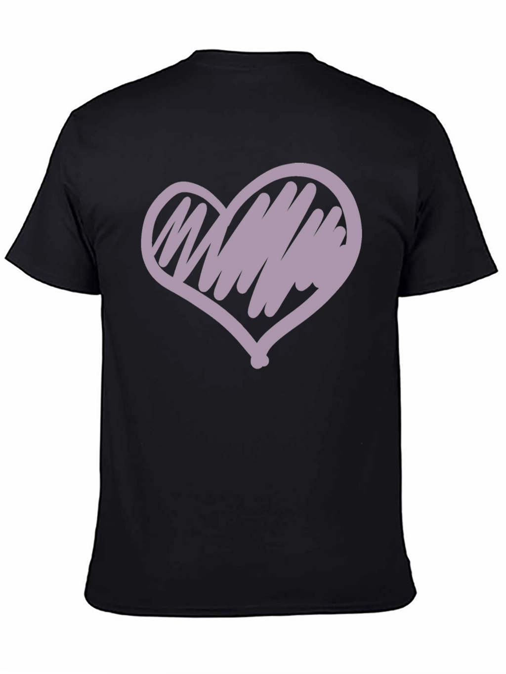 Heart Scribble Graphic Tee - Casual Black T-Shirt