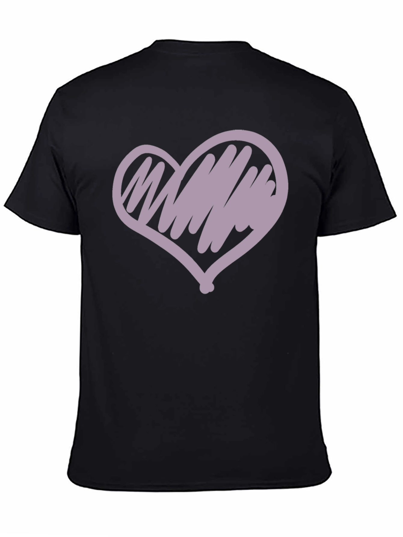 Heart Scribble Graphic Tee - Casual Black T-Shirt