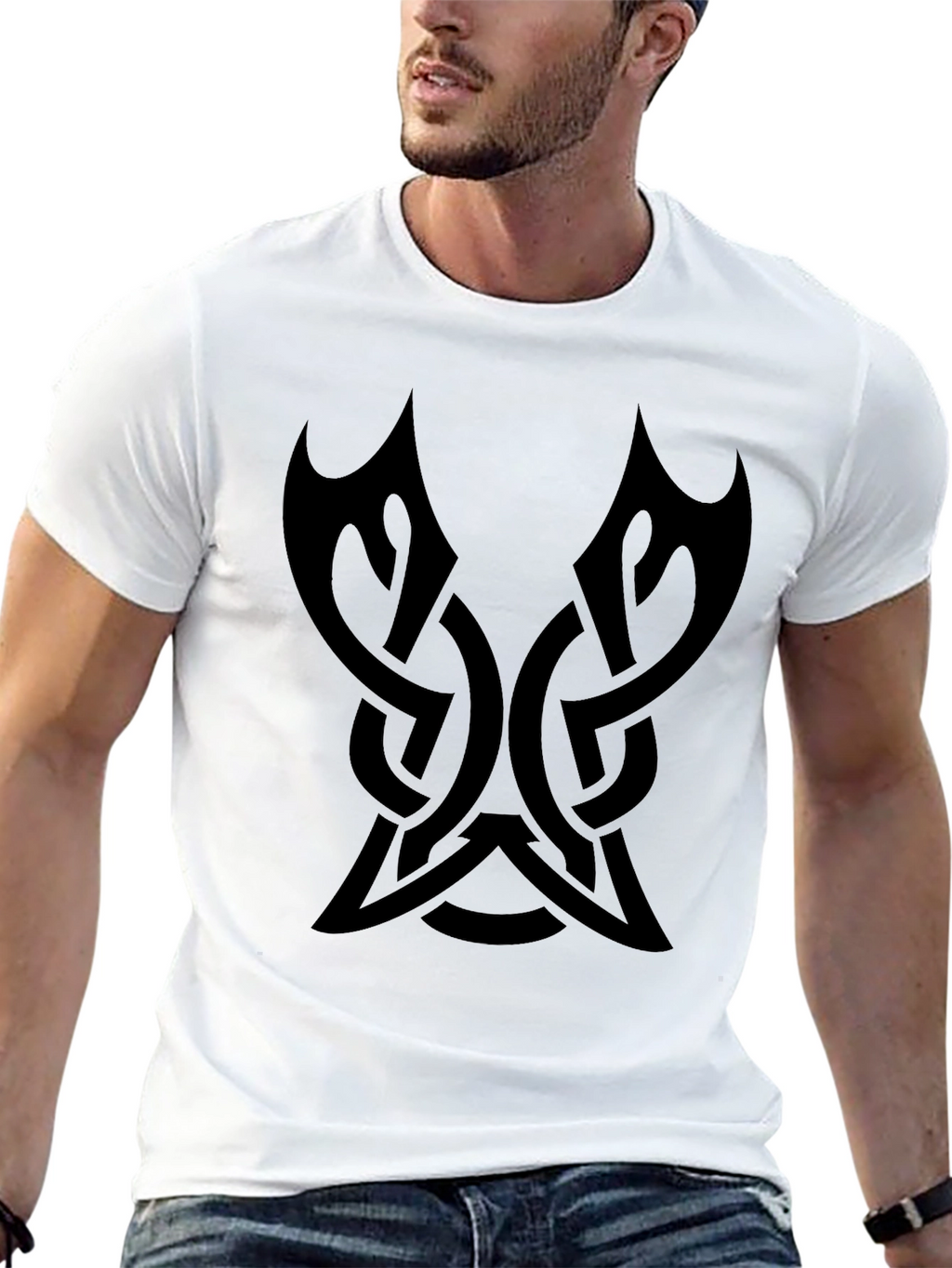 Mens Black Tribal Knot Graphic Tee
