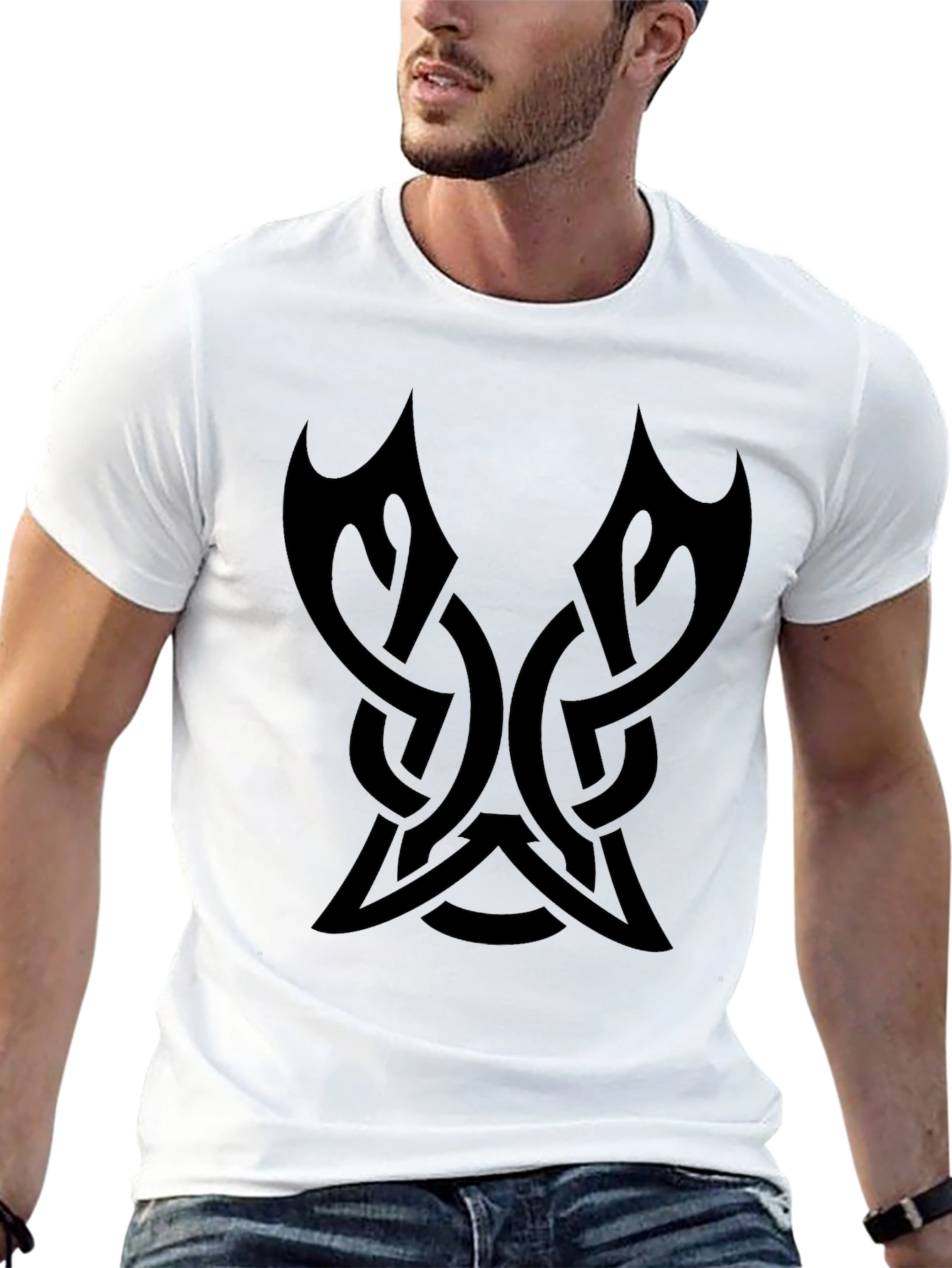 Mens Black Tribal Knot Graphic Tee