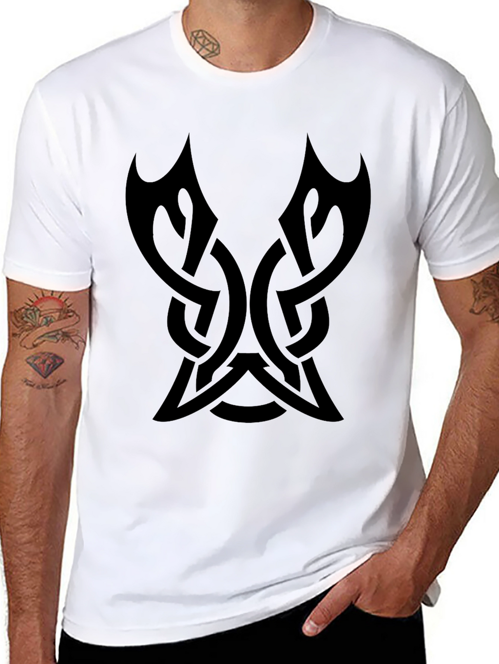 Mens Black Tribal Knot Graphic Tee