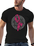Pink Ribbon Mandala Black T-Shirt