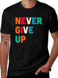 Never Give Up Black Graphic Tee